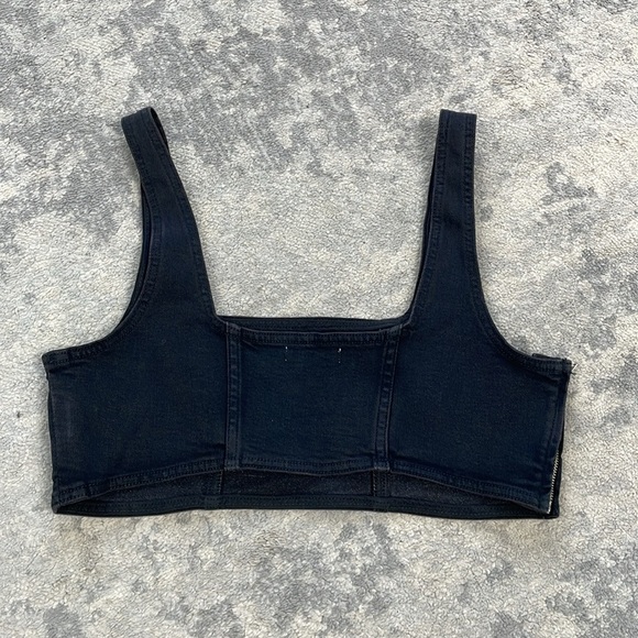 New Good American Denim Light Compression Bra Crop Top Black Sz 4 - Picture 5 of 10
